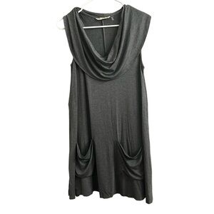 Soft Surroundings Grey Sleeveless Cowl Neck Pocket Tunic Dress K29